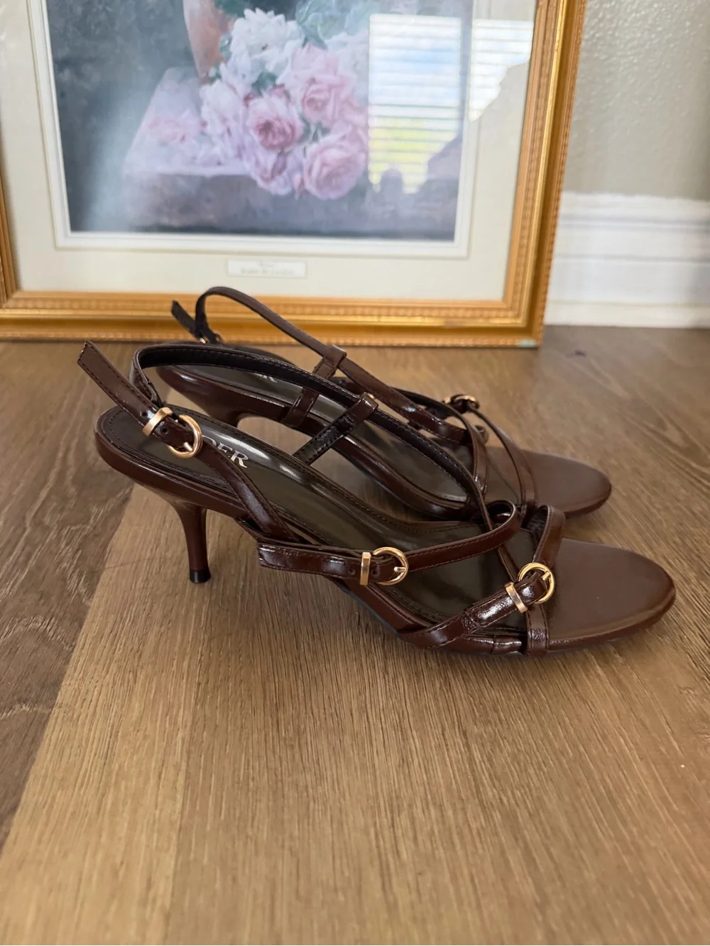 Cider Dark Brown Strappy Slingback Heels